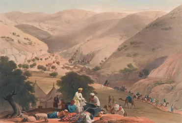 The Third Descent of the Koojah [sic] Pass, c.1839 (litografi, tonad)