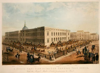 North East view of the New General Post Office (graverad av H. Pyall) (akvatint på papper)
