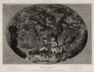 Shooting, graverad av Robert Pollard (1755-1838), publicerad 1784 (litho)