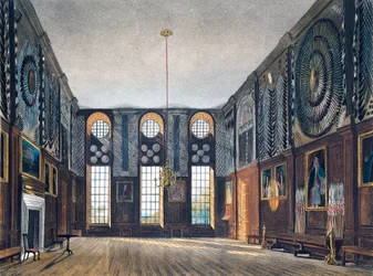 Vaktkammaren, gravyr av Richard Reeve (född 1780), Baserad på design av James Stephanoff (ca 1788-1874), Från The History of the Royal Residences