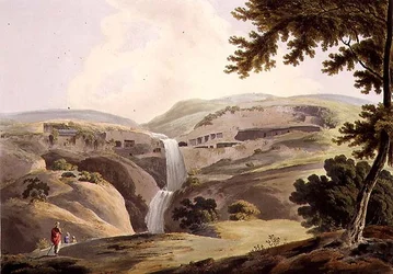 The Mountain of Ellora, 3rd view, skylt III från del 5 av "Oriental Scenery", graverad av Thomas Daniell (1749-1840) pub. 1803 (akvatint)