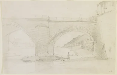 En bro, 1858 (penna på benvitt vävt papper)