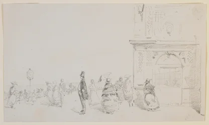 En grupp figurer på en esplanad, 1857.
