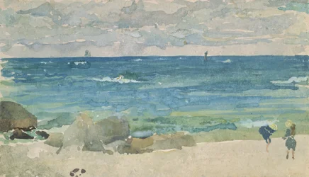 Strandscen med två figurer, 1885-90