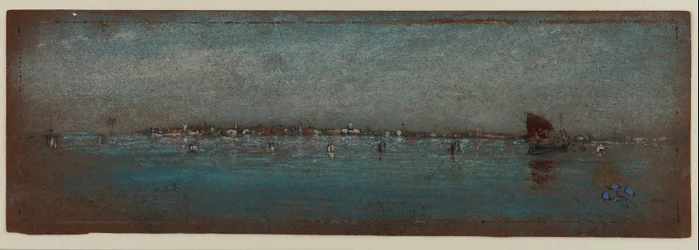 Blått och silver - Öarna, Venedig, 1879-80 (pastell på brunt papper)