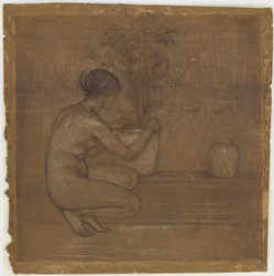 Hukande figur. Studie för The White Symphony: Three Girls, 1869-1870.