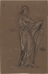 Draperad kvinnlig figur, 1870-1873.
