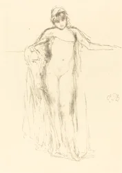 Draperad modell, stående, 1893.