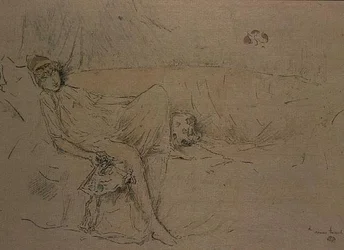 Draperad figur liggande (litho)