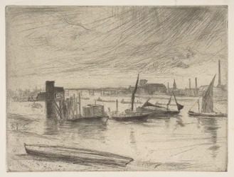Tidig morgon, Battersea Battersea Dawn Cadogan Pier, 1861.