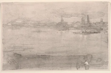 Tidig morgon: Themsen vid Battersea, London, 1878.