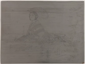 En Plein Soleil. Oannullerad tallrik från Twelve Etchings from Nature The French Set, 1858.