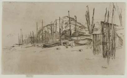 Fiskebåtar, Hastings, 1877.