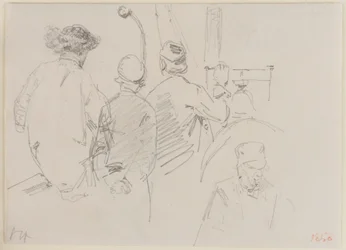 Fyra män ombord på en båt, 1858.