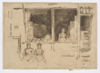 Melon Shop, Hounsditch, ca 1886-88 (etsning; bläck på papper)