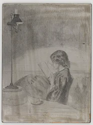 Läsning av Lamplight, 1858.