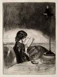 Läsning av Lamplight, 1859.