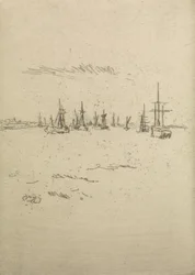 Return to Tilbury, from a set of twelve etchings entitled The Naval Review, 1887 