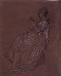 Sittande Lady Reading, studie åt Mrs Layland (pastellkrita på papper)