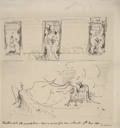 Skiss av Påfågelrummet, 1898