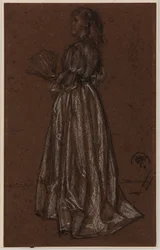 Stående figur med solfjäder, ca 1873/1876
