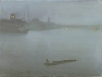 Thames - Nocturne in Blue and Silver, c.1872/8 (olja på duk)