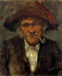 The Man Has The Pipe Painting av James Mac Neil Whistler (1834-1903)