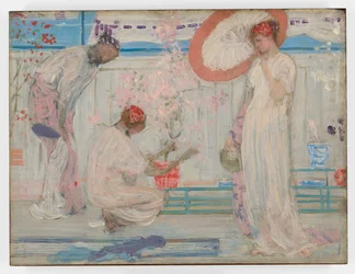 Den vita symfonin: Tre flickor, ca 1868 (olja på mönja monterad på träpanel)