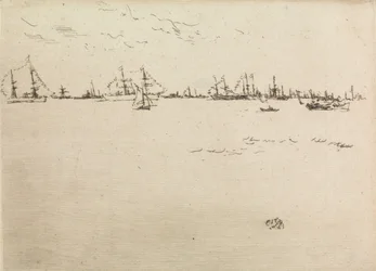 Truppskepp, från en uppsättning av tolv etsningar med titeln The Naval Review, 1887