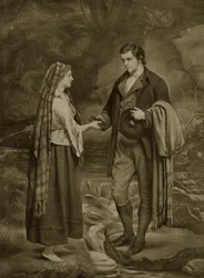 Trolovning av Robert Burns och Highland Mary, 1785, illustration från 