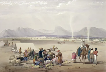 Staden Candahar, från "Sketches in Afghaunistan", graverad av Charles Haghe (1810-88) och Louis Haghe (1806-85), utgiven av Henry Graves, 1842.