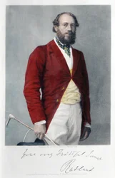 Den 6:e hertigen av Rutland klädd för jakt, 1861