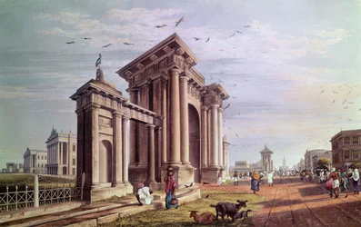 Court House Street, Calcutta, graverad av Robert Havell, pub. 1824
