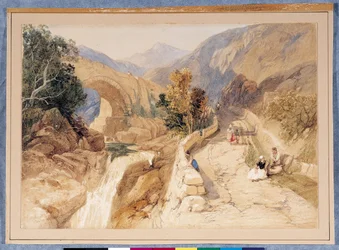 In The Tyrol (akvarell på benvitt papper)