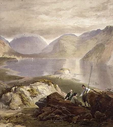 Wast Water, detalj av fiskare, från The English Lake District, 1853 (detalj av 97210)