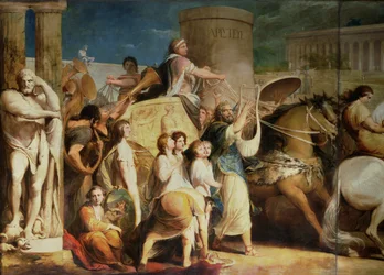 Kröningen av segrarna i Olympia, det tredje verket i serien ”Den mänskliga kulturens och kunskapens framsteg”, detalj av körsvennen, Hieron av Syrakusa och segrarna, cirka 1777-84