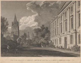 Utsikt över katedralen i Christ Church och en del av Corpus Christi College