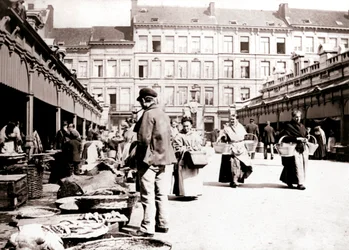 Marknadsstånd, Antwerpen, 1898.