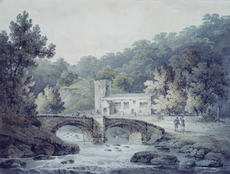 Kyrka och bro, Hubberholme, Yorkshire