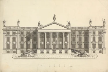 Färdig ritning av oidentifierad Palladian Mansion