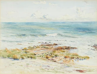 Kustlandskap (penna och akvarell)