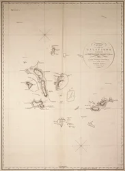 Karta över Galapagosöarna, uppmätt på handelsfartyget "Rattler" och ritad av kapten James Colnett, Royal Navy. Rättelser till 1832.