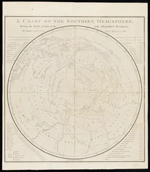 En karta över södra halvklotet; som visar spåren efter några av de mest framstående navigatörerna, av kapten James Cook, från Hans Majestäts flotta