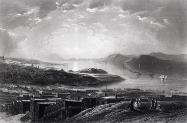 Golden Gate, från Telegraph Hill, från "Picturesque America", av William Cullen Bryant, graverad av Edward Paxman Brandard (1819-98) c.1873