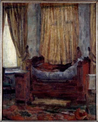 Damen i nöd. Målning av James Ensor (1860-1949) Ec. Bel