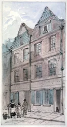Hus i Blackhorse Alley, Fleet Street, City of London, 1850