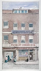 Utsikt över Duke of Cambridge Tavern, Shoe Lane, City of London, c1840.
