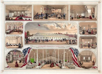 Affisch för Citizens Volunteer Hospital, Philadelphia, pub. 1862