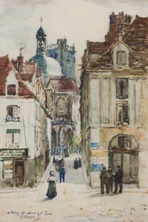 Dieppe, Rue Notre Dame, från kajen, ca 1900