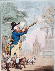 A Good Shot, or Billy-Ranger the Game-Keeper in a fine Sporting Country, utgiven av Hannah Humphrey 1792 (handkolorerad etsning)